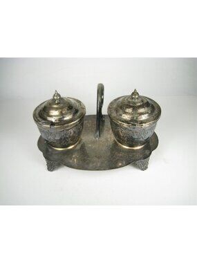 McGlashan Clarke Silver Plated Vintage Jam Jelly Lidded Cups Spoons Condiment